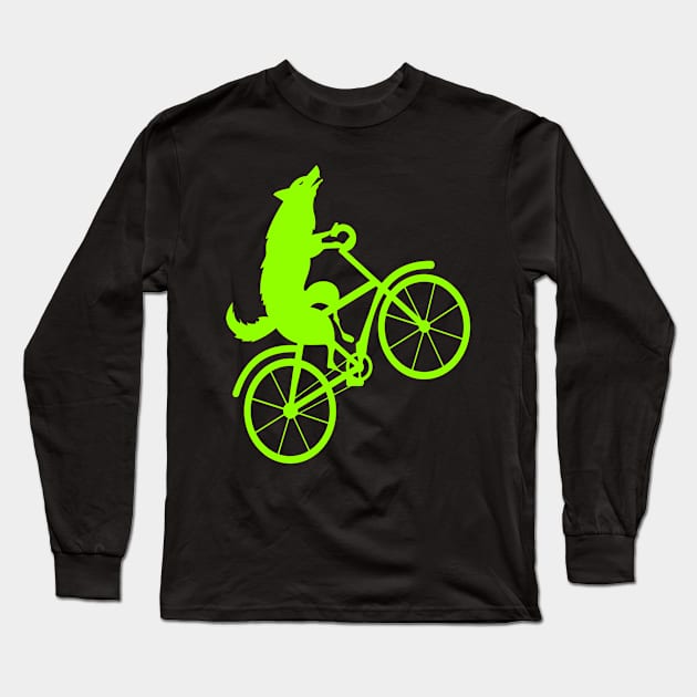 Wolf bicycle nice cute cool colorful Long Sleeve T-Shirt by Okuadinya